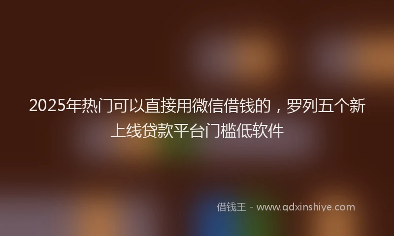 2025年热门可以直接用微信借钱的，罗列五个新上线贷款平台门槛低软件
