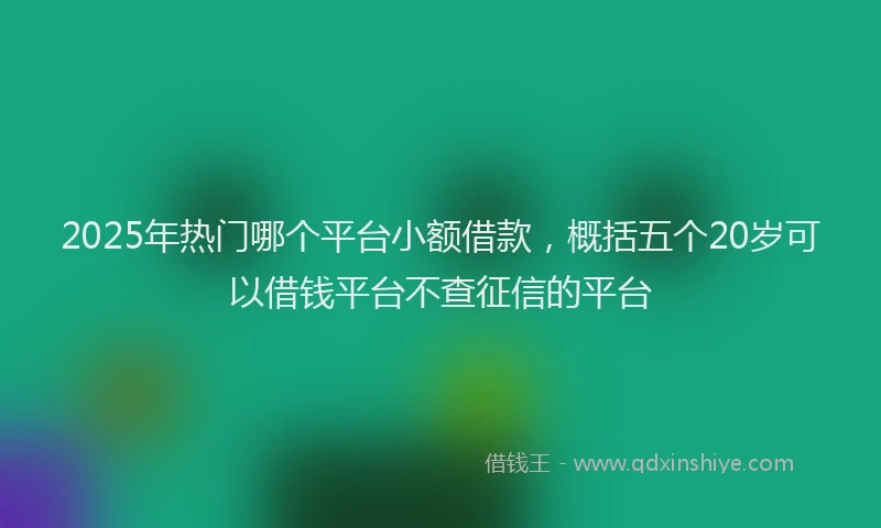 2025年热门哪个平台小额借款，概括五个20岁可以借钱平台不查征信的平台