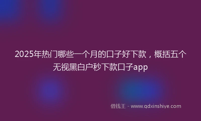2025年热门哪些一个月的口子好下款，概括五个无视黑白户秒下款口子app