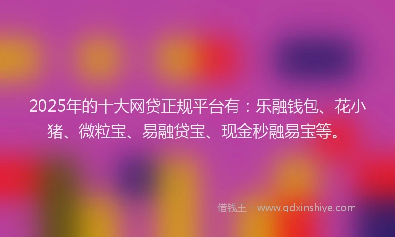 2025年的十大网贷正规平台有：乐融钱包、花小猪、微粒宝、易融贷宝、现金秒融易宝等。