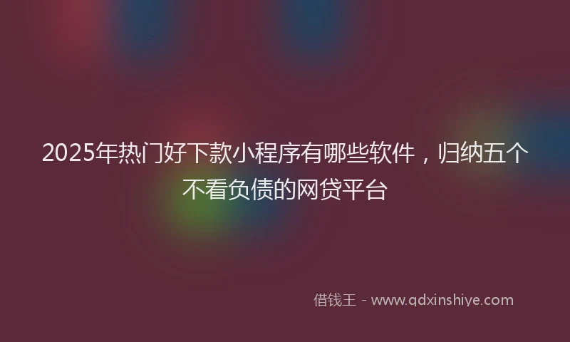 2025年热门好下款小程序有哪些软件，归纳五个不看负债的网贷平台