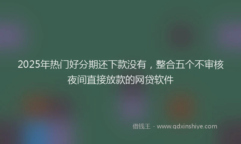 2025年热门好分期还下款没有，整合五个不审核夜间直接放款的网贷软件