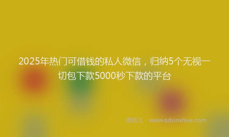 2025年热门可借钱的私人微信，归纳5个无视一切包下款5000秒下款的平台
