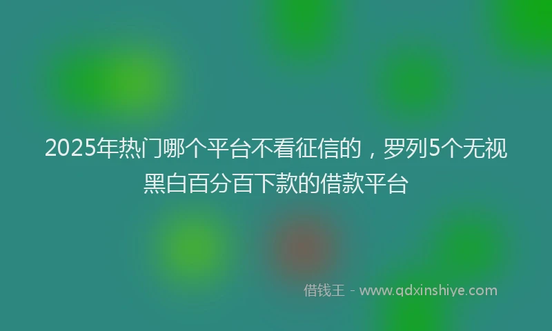 2025年热门哪个平台不看征信的，罗列5个无视黑白百分百下款的借款平台