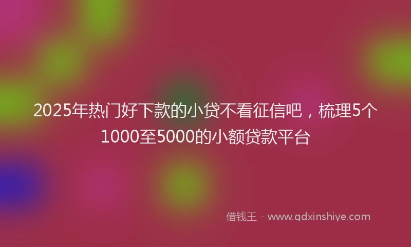 2025年热门好下款的小贷不看征信吧，梳理5个1000至5000的小额贷款平台