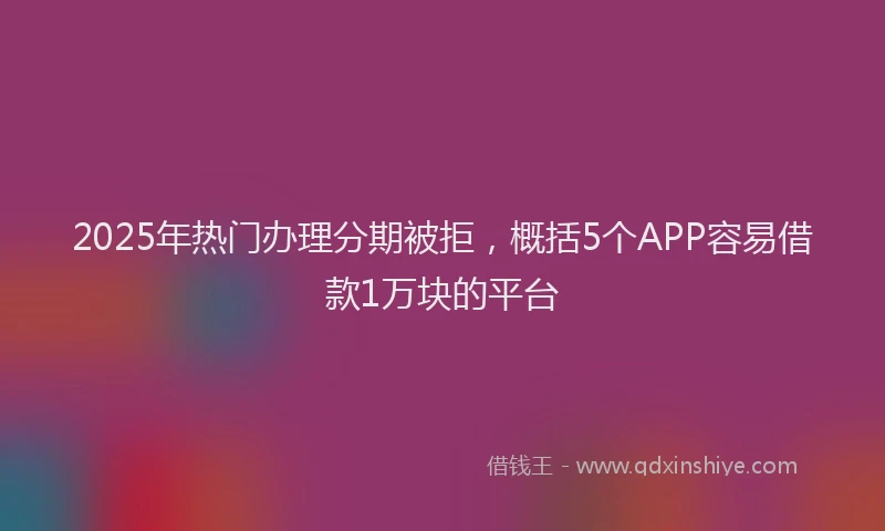 2025年热门办理分期被拒，概括5个APP容易借款1万块的平台