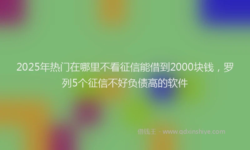 2025年热门在哪里不看征信能借到2000块钱，罗列5个征信不好负债高的软件
