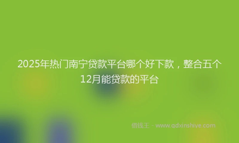 2025年热门南宁贷款平台哪个好下款，整合五个12月能贷款的平台