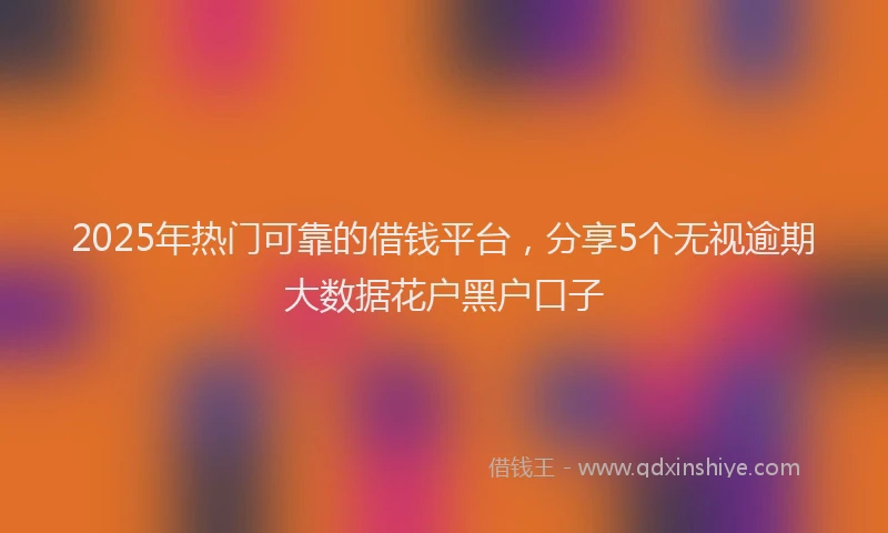 2025年热门可靠的借钱平台，分享5个无视逾期大数据花户黑户口子
