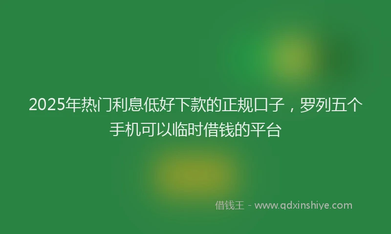 2025年热门利息低好下款的正规口子，罗列五个手机可以临时借钱的平台