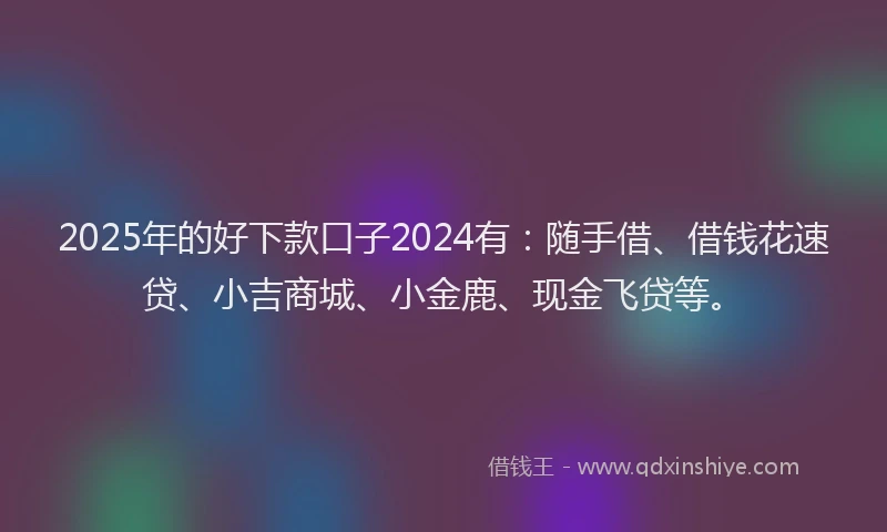 2025年的好下款口子2024有：随手借、借钱花速贷、小吉商城、小金鹿、现金飞贷等。