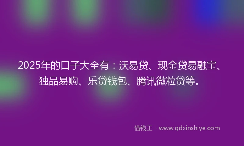 2025年的口子大全有：沃易贷、现金贷易融宝、独品易购、乐贷钱包、腾讯微粒贷等。