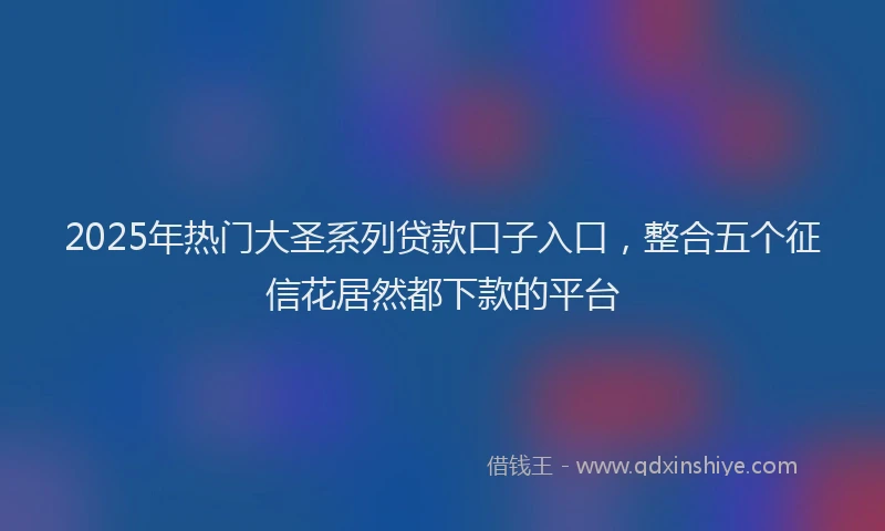 2025年热门大圣系列贷款口子入口，整合五个征信花居然都下款的平台