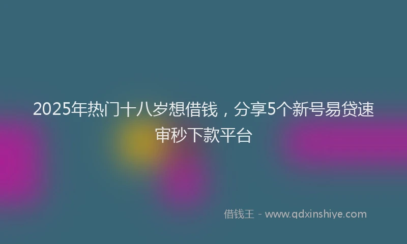 2025年热门十八岁想借钱，分享5个新号易贷速审秒下款平台