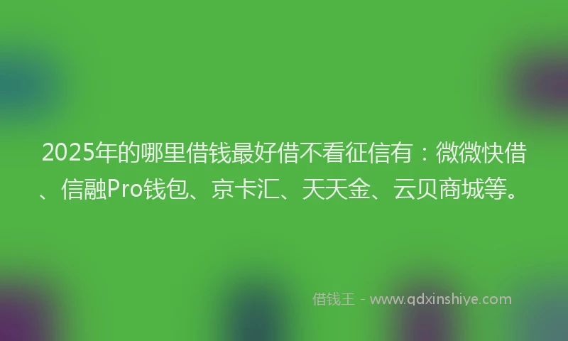 2025年的哪里借钱最好借不看征信有：微微快借、信融Pro钱包、京卡汇、天天金、云贝商城等。