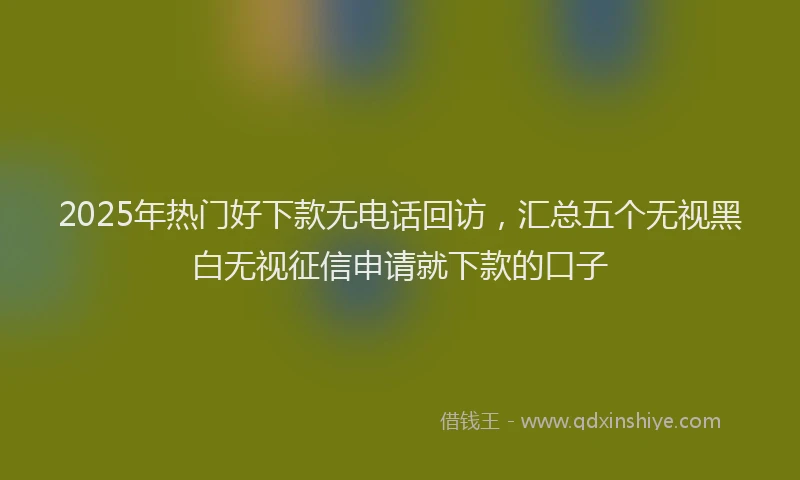 2025年热门好下款无电话回访，汇总五个无视黑白无视征信申请就下款的口子