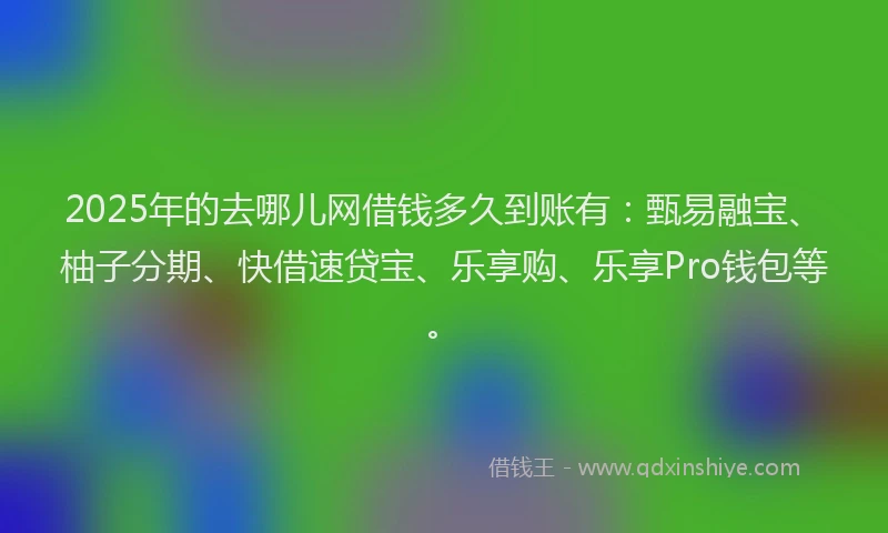 2025年的去哪儿网借钱多久到账有：甄易融宝、柚子分期、快借速贷宝、乐享购、乐享Pro钱包等。