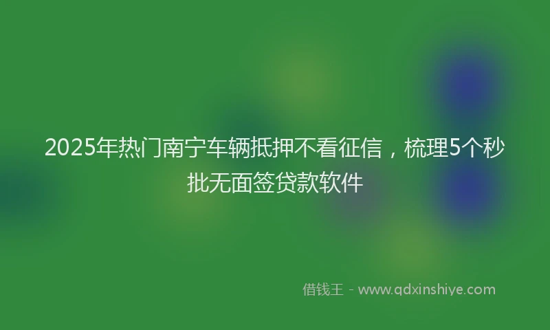 2025年热门南宁车辆抵押不看征信，梳理5个秒批无面签贷款软件