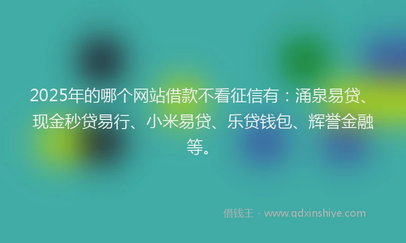 2025年的哪个网站借款不看征信有：涌泉易贷、现金秒贷易行、小米易贷、乐贷钱包、辉誉金融等。