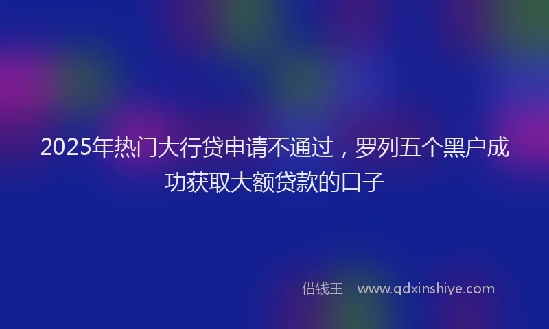 2025年热门大行贷申请不通过，罗列五个黑户成功获取大额贷款的口子