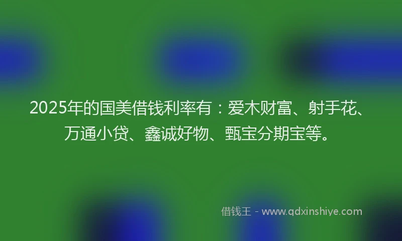 2025年的国美借钱利率有：爱木财富、射手花、万通小贷、鑫诚好物、甄宝分期宝等。