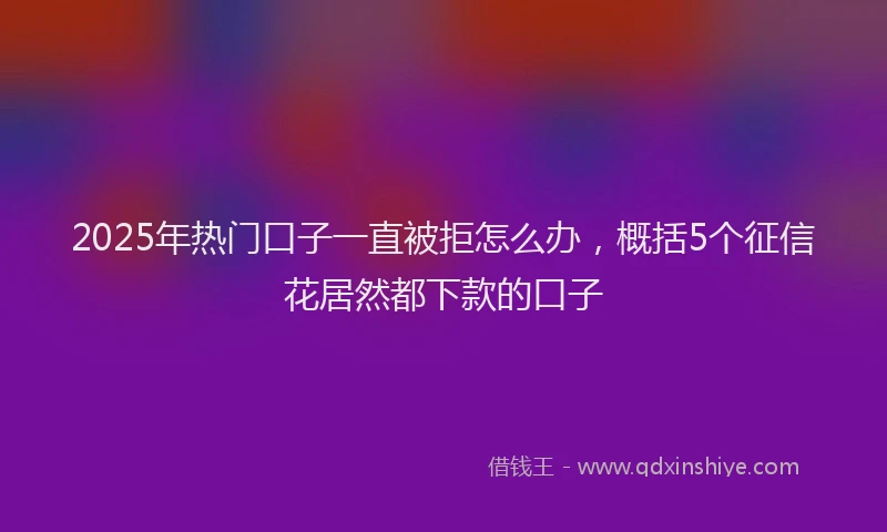 2025年热门口子一直被拒怎么办，概括5个征信花居然都下款的口子