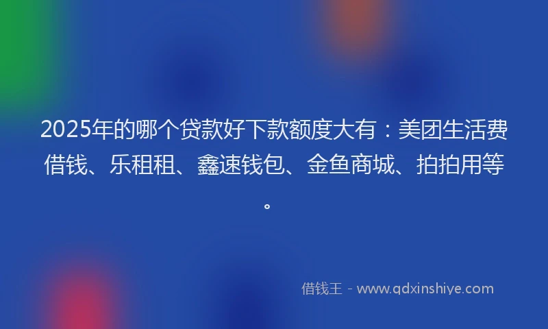 2025年的哪个贷款好下款额度大有：美团生活费借钱、乐租租、鑫速钱包、金鱼商城、拍拍用等。