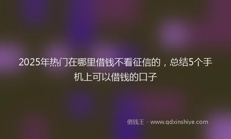 2025年热门在哪里借钱不看征信的，总结5个手机上可以借钱的口子