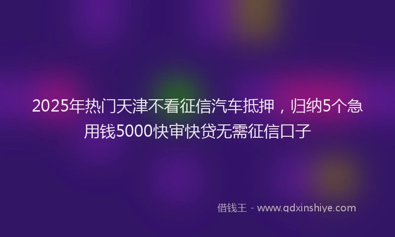2025年热门天津不看征信汽车抵押，归纳5个急用钱5000快审快贷无需征信口子