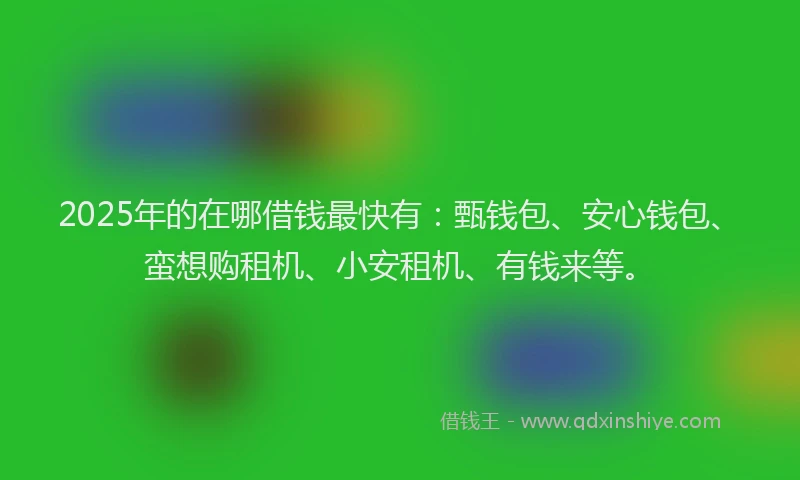 2025年的在哪借钱最快有：甄钱包、安心钱包、蛮想购租机、小安租机、有钱来等。