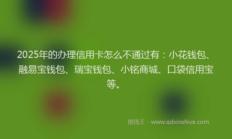 2025年的办理信用卡怎么不通过有：小花钱包、融易宝钱包、瑞宝钱包、小铭商城、口袋信用宝等。
