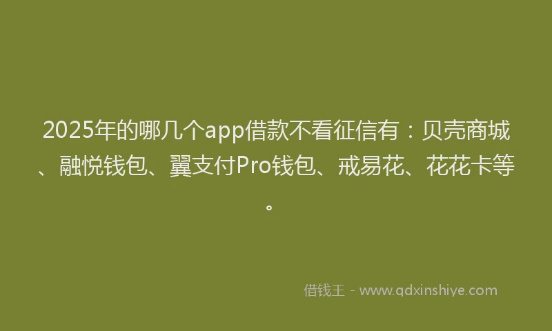 2025年的哪几个app借款不看征信有：贝壳商城、融悦钱包、翼支付Pro钱包、戒易花、花花卡等。