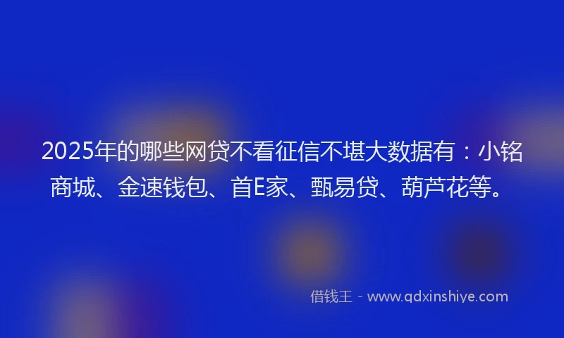 2025年的哪些网贷不看征信不堪大数据有：小铭商城、金速钱包、首E家、甄易贷、葫芦花等。