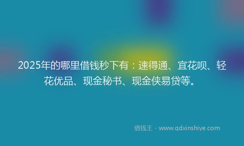 2025年的哪里借钱秒下有：速得通、宜花呗、轻花优品、现金秘书、现金侠易贷等。