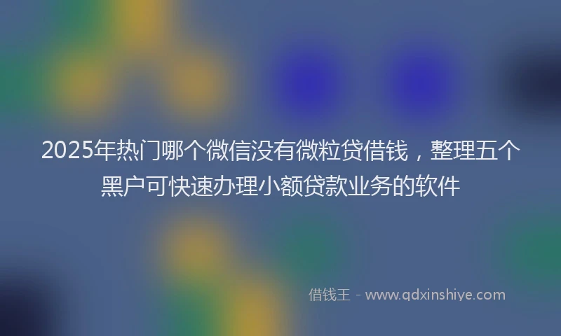 2025年热门哪个微信没有微粒贷借钱，整理五个黑户可快速办理小额贷款业务的软件