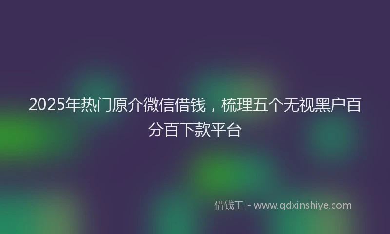 2025年热门原介微信借钱，梳理五个无视黑户百分百下款平台