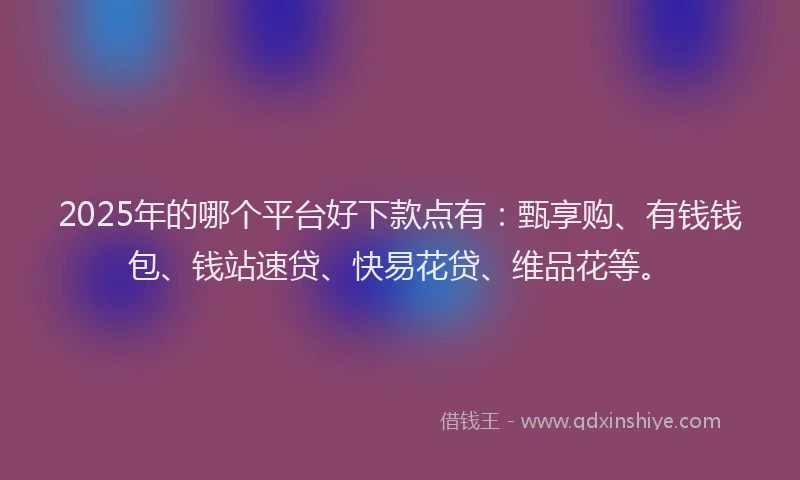 2025年的哪个平台好下款点有：甄享购、有钱钱包、钱站速贷、快易花贷、维品花等。