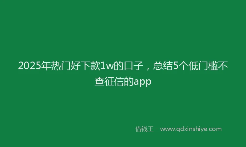 2025年热门好下款1w的口子，总结5个低门槛不查征信的app