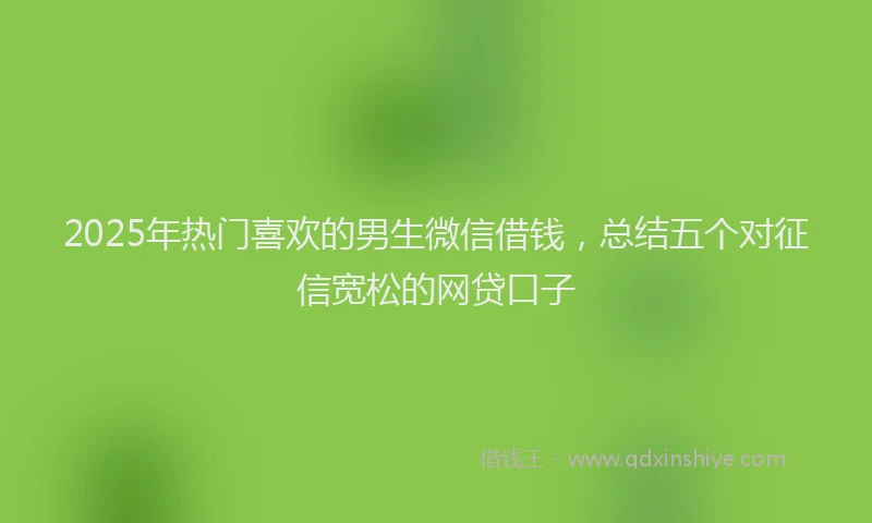 2025年热门喜欢的男生微信借钱，总结五个对征信宽松的网贷口子