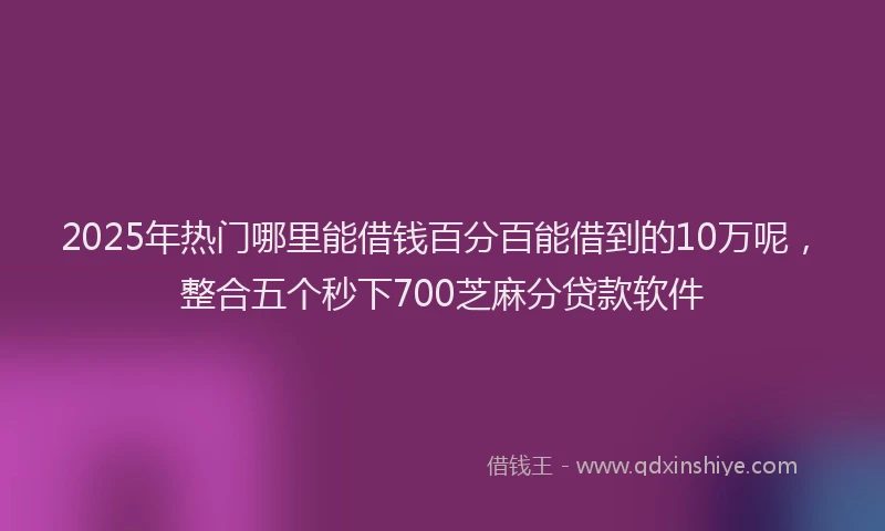 2025年热门哪里能借钱百分百能借到的10万呢，整合五个秒下700芝麻分贷款软件