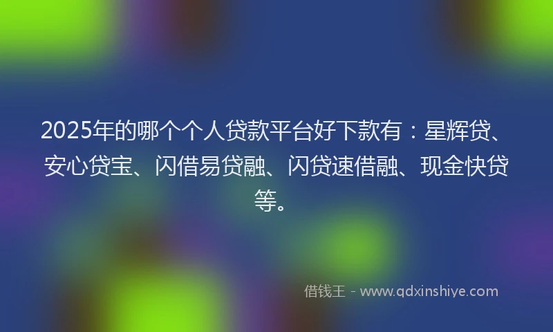 2025年的哪个个人贷款平台好下款有：星辉贷、安心贷宝、闪借易贷融、闪贷速借融、现金快贷等。