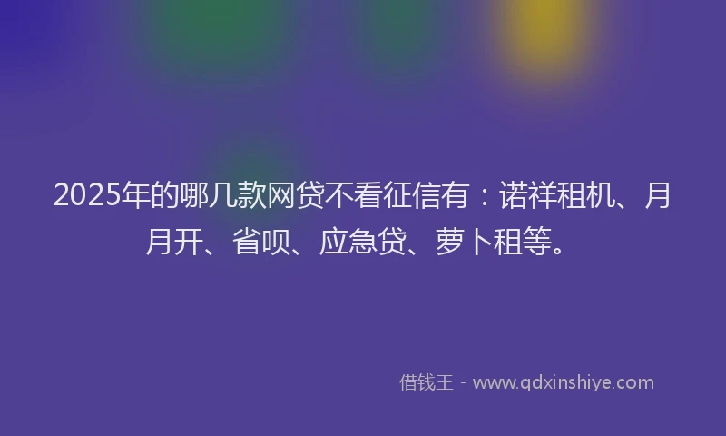2025年的哪几款网贷不看征信有：诺祥租机、月月开、省呗、应急贷、萝卜租等。