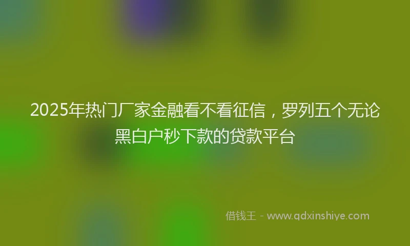 2025年热门厂家金融看不看征信，罗列五个无论黑白户秒下款的贷款平台