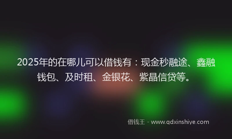 2025年的在哪儿可以借钱有：现金秒融途、鑫融钱包、及时租、金银花、紫晶信贷等。