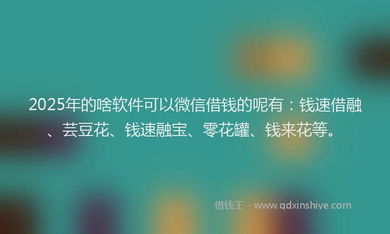 2025年的啥软件可以微信借钱的呢有：钱速借融、芸豆花、钱速融宝、零花罐、钱来花等。