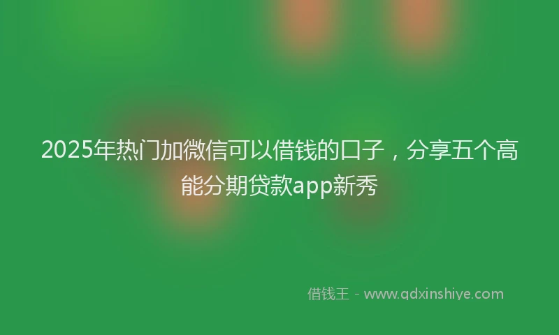 2025年热门加微信可以借钱的口子，分享五个高能分期贷款app新秀