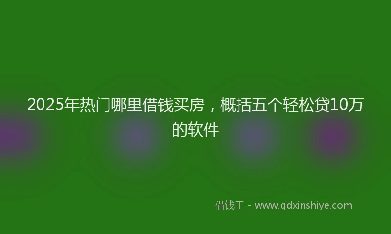 2025年热门哪里借钱买房，概括五个轻松贷10万的软件