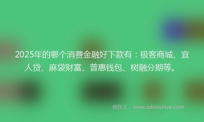 2025年的哪个消费金融好下款有：极客商城、宜人贷、麻袋财富、普惠钱包、树融分期等。