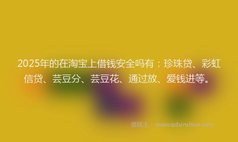 2025年的在淘宝上借钱安全吗有：珍珠贷、彩虹信贷、芸豆分、芸豆花、通过放、爱钱进等。
