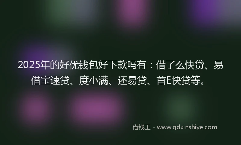 2025年的好优钱包好下款吗有：借了么快贷、易借宝速贷、度小满、还易贷、首E快贷等。